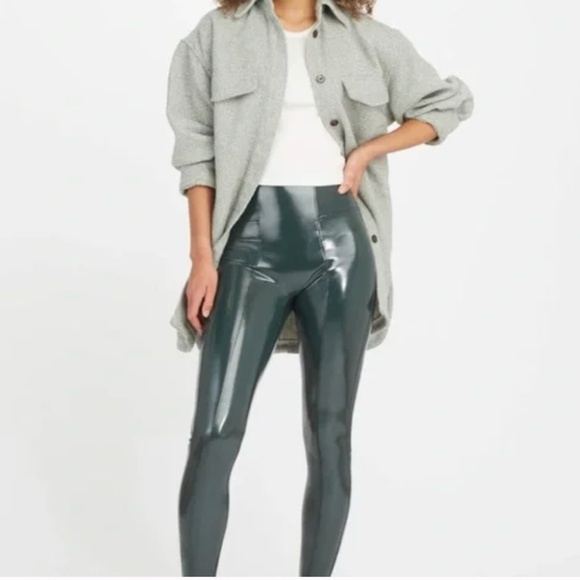 Spanx XL green patent faux leather leggings